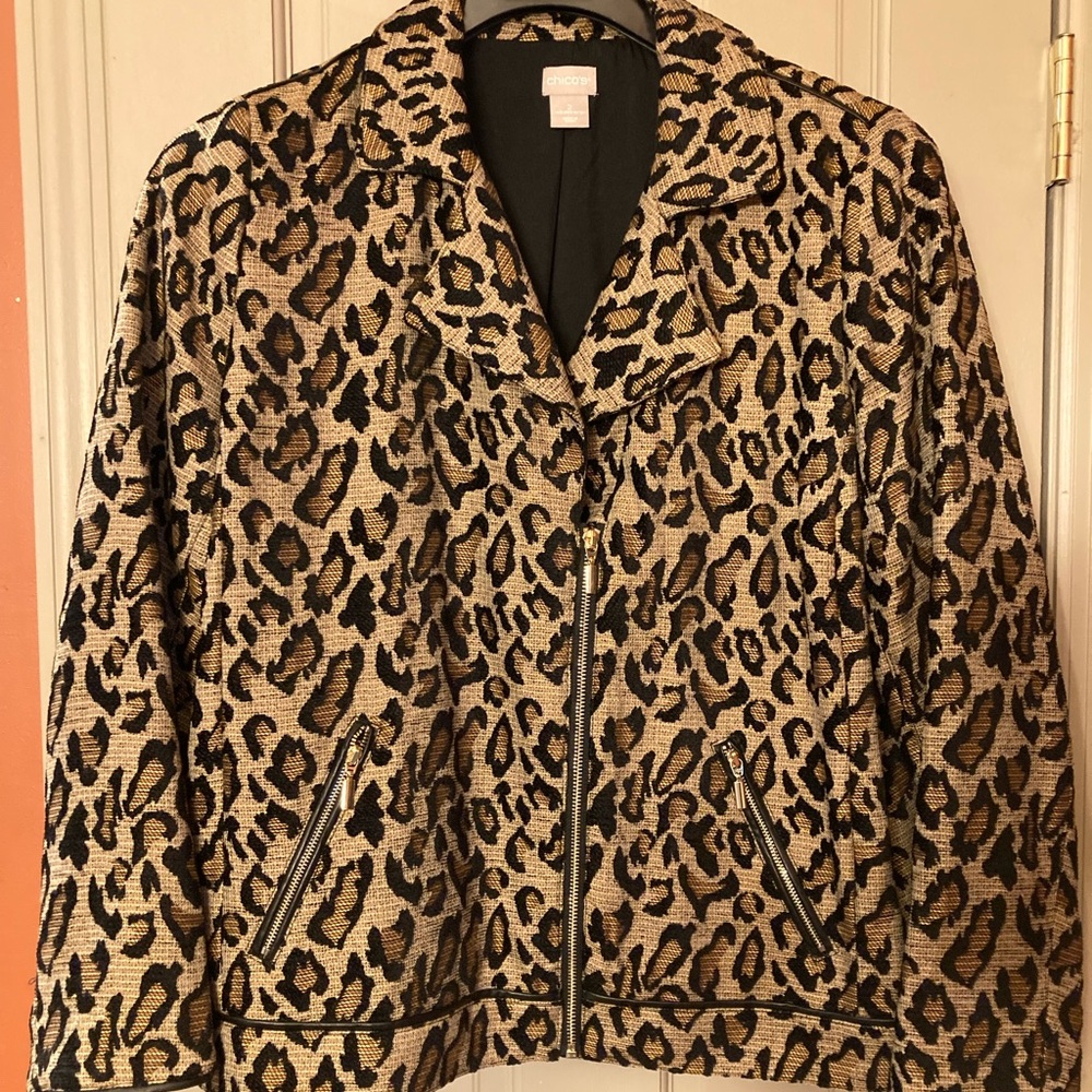 Leopard Print Jacket with Zipper